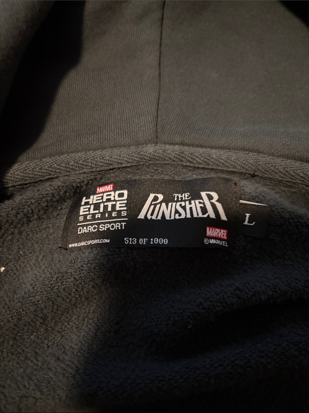 Darc Sport Marvel Collab The Punisher double zip Caslte gray Size: Large NWT - Picture 6 of 6